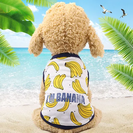 Dog Cat Vest Skirt Striped Mesh Summer Vest-Banana XS (bust 30CM recommended weight 1.00 kg-1.50 kg