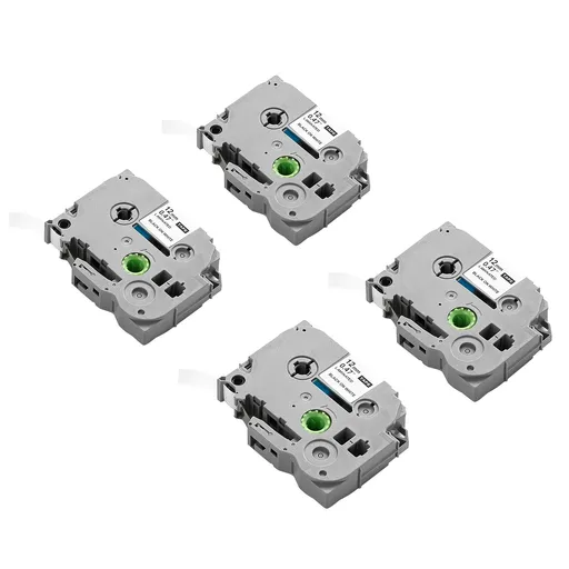 Label Maker Tape, 4 Pack, 0.47 in / 12 mm Black on White Label Maker Refills Compatible for Various Types of Brother P-Touch Labelers, Durable & Long-lasting, Replacement for Letra Tag TZe-231
