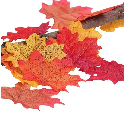 100 Pieces Artificial Maple Leaves Decorations Autumn Fall Leaves for Thanksgiving Autumn Leaf for Wedding Party