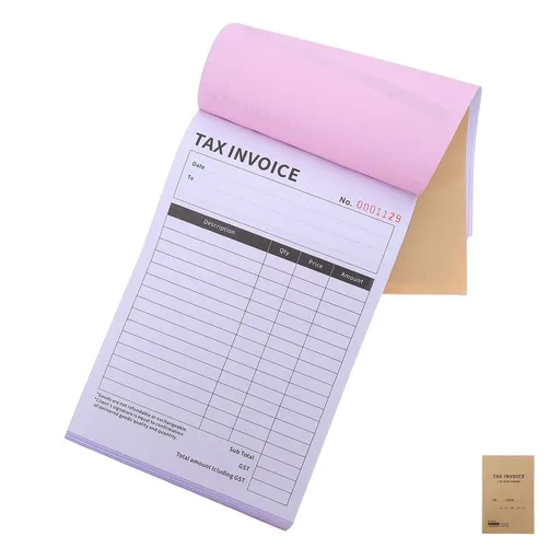 English Invoice Book for Small Business with 2-Part Receipt Forms and Order Tracking