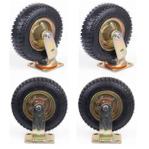 4x 8 Inch Castor Caster 2x swivel 2x fixed Pneumatic Tyres Wheels Trolley Cart Wheelbarrow