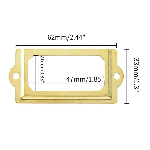 30Pcs Antique Label Holder 2.75" x 1.3" Metal Name Card Frame for Office Library File Drawer Tag Cabinet Shelves Drawer (Gold)