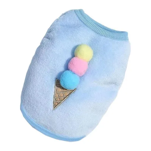 M Size Warm Winter Dog Clothes Soft Fleece Dog Jacket Pet Coat Sweater Puppy Cat Jumper - Blue Ice Cream
