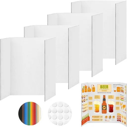 4 Pcs Trifold Poster Board, Corrugate Presentation Boards S