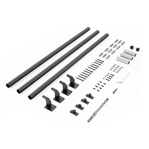 Wall Mounted Stair Handrail, 3665mm Pipe Staircase Handrail, Black Galvanized Aluminum, 32mm Pipe Diameter, Indoor&Outdoor Staircase Railing, Industrial Hand Rail for Steps, Security Baluster