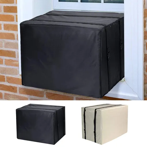 Window Air Conditioner Cover Outdoor, Outside Window AC Unit Cover Black Dust-Proof Waterproof AC Cover Outdoor Window AC Protection Cover L Black
