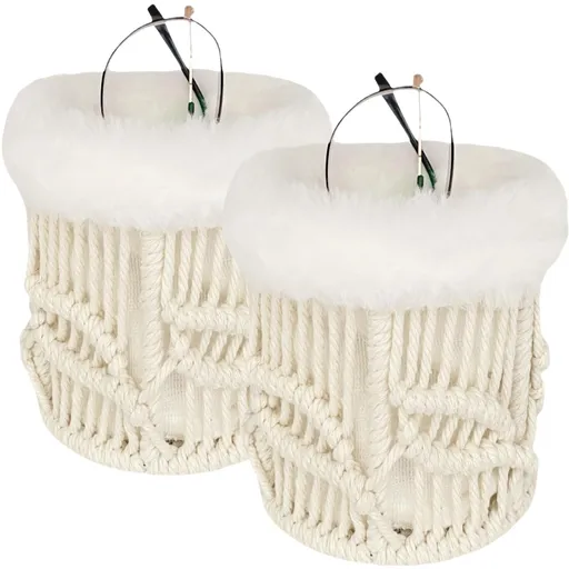 2 Pcs Glasses Holder for Nightstand Plush Lined Glasses Stand for Multiple Eyeglasses Boho Decor Eyeglass Case for Office（Leaf style white）