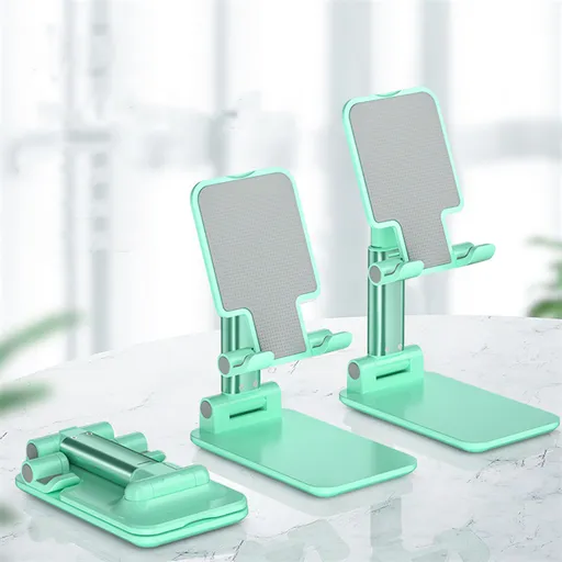 Green Adjustable Desktop Phone Stand with Height Extension and Foldable Design for Online Classes and Streaming Comfortable Hands-Free Solution for Local Users