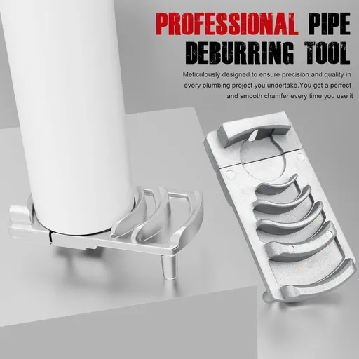 Professional Pipe Deburring and Chamfering Tool with Multi-Size Arc Slots for Plastic Pipe Installation, Quick Burr Removal and 15-Degree Beveling in Plumbing and Construction Projects (Silver)