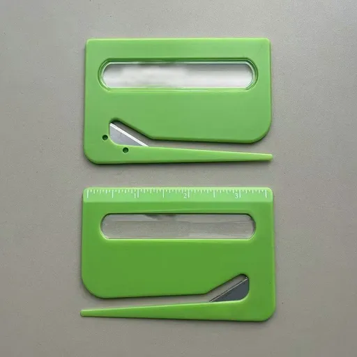 Portable Letter Opener Card Size Envelope Slitter with Ruler Lightweight Mail Opening Cutter for Office Home-Green