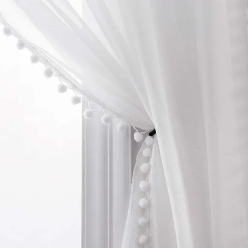 Linen Look Curtains - Rod Pocket Voile Semi-Sheer for Living and Bedroom, Set of 2 Panels (52 x 63 inch, White)