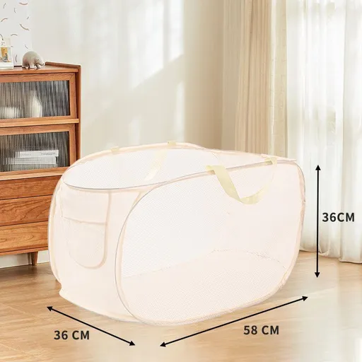Beige Horizontal Laundry Hamper 2 PCS, Halloween Home Storage Gift, Foldable Clothes Basket for Bathroom Closet