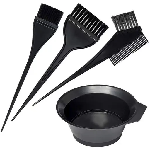 4Pcs/Set Hair Dye Coloring Kit Colouring Brush Comb Mixing Bowl Hairdressing Hair Dye Styling Tools Black