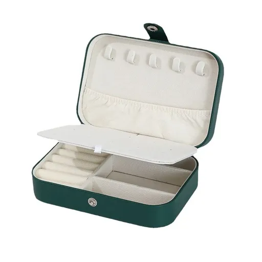 Jewelry Storage Organizer, Double LayerJewelry Display Storage Box, Portable PU Leather Jewelry Box, Multi-Grid Travel Jewelry