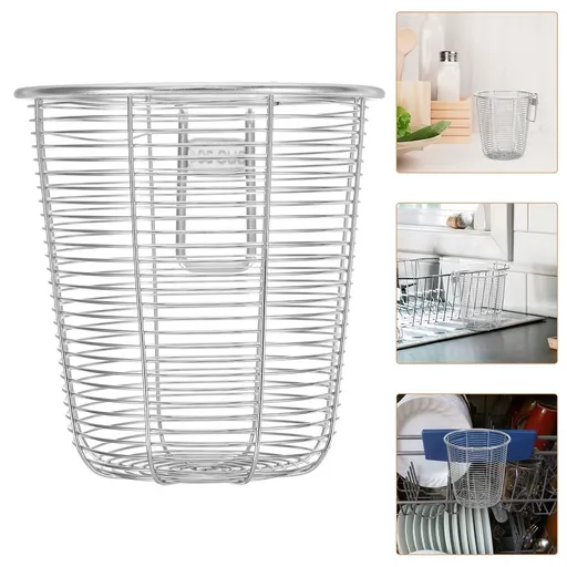 Stainless Steel Sink Utensil Holder Dishwasher Silverware Drying Basket Organizer