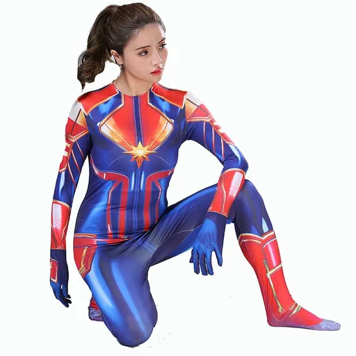 Spiderman Cosplay Costume Milk Silk One Piece Suit Captain Marvel 170