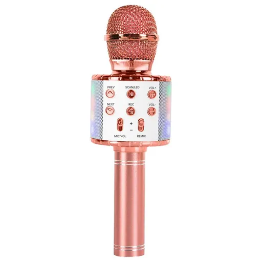 Karaoke Microphone for Kids, Wireless Bluetooth Karaoke Microphone with LED Lights, Portable Handheld (Rose Gold)