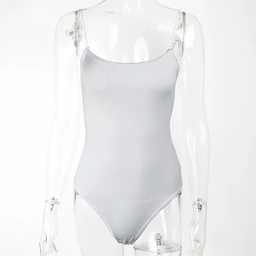 Slim Fit Top Sexy Low Cut Camisole Jumpsuit - White - S