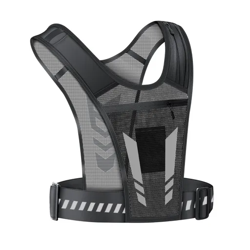 Reflective Running Vest One Size Mesh Lightweight Adjustable Breathable with Phone Pocket 1pc