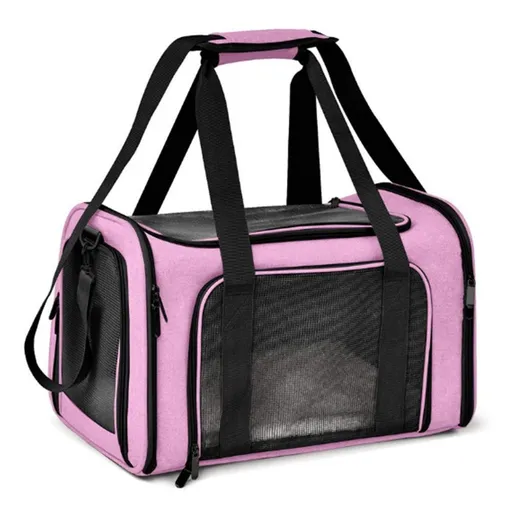Foldable Travel Pet Carrier Bag Portable Cat Dog Kennel Bag Pink - L