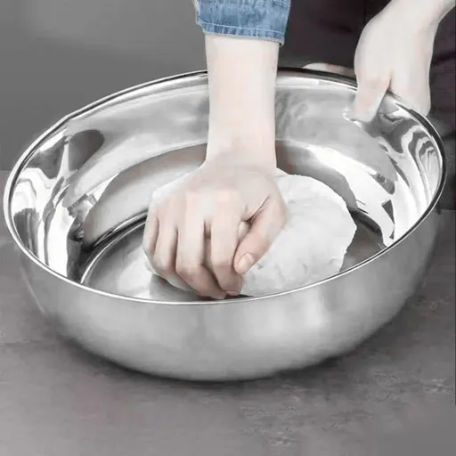 Large Mixing Bowl Stainless Steel - Extra Large Capacity Dough Kneading Basin for Baking, Flat Bottom Salad Mixing Bowl for Washing Vegetables and Fruits, Thickened Dishwashing Basin for Kitchen Prep