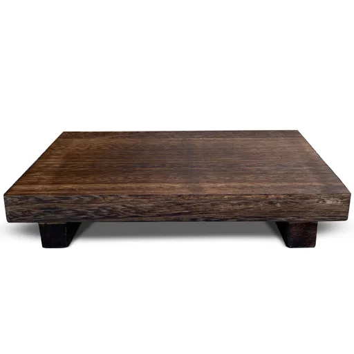 Simple Rustic Pedestal Stand - Handmade Small Wood Tray - Soap Tray for Kitchen Sink, Bathroom (Brown)