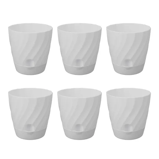 6pcs Plastic Flower Pot Gardening Plant Container Lightweight Plastic Planter for Home Balcony Garden White