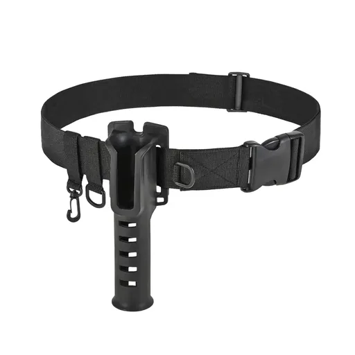 Fishing Wading Belt Rod Holder Adjustable Wader Fishing Waist Belt Fly Fishing - Black