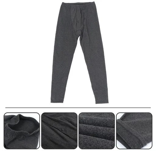 Men’s Black Thermal Pants with Dual-Layer Insulated Fabric, Base Layer Bottom for Warmth and Cold Weather