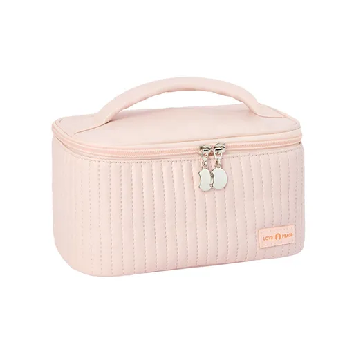PU Open Lid Cake Shape Make Up Bag Cosmetic Storage Bag Soft Color Portable Makeup Bag Pink