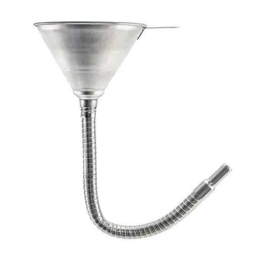 Spout Funnel with 14-9/16" Long Flexible Hose and Strainer, Steel Universal Priming Funnel for All Oils,Diesel Fuel and Other Liquids