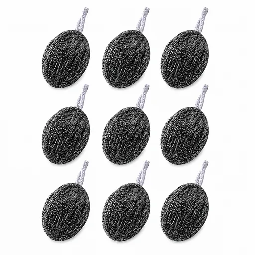 9 Pack Stainless Steel Scouring Pad with Hanging Loop - Heavy Duty Kitchen Scrubber for Pots Pans Sinks, Rust Resistant Spiral Woven Design, 30g Durable Cleaning Ball