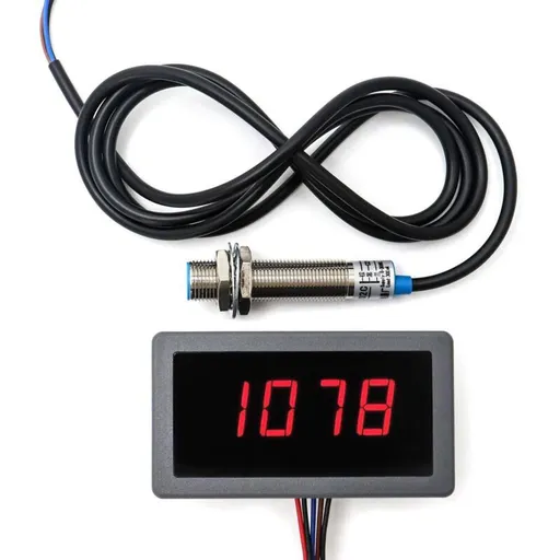 Digital Display Tachometer Digital 4 LED Digit Tachometer Rpm Speedometer Panel NPN Proximity Switch Effect Sensor