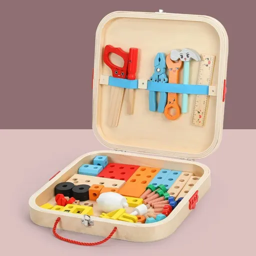 wooden toolbox, animal themed toy, building set, kids construction toy, fine motor skills, creative play, educational toy, birthday gift, Children's Day gift, Australian toy - Multi - Size 1