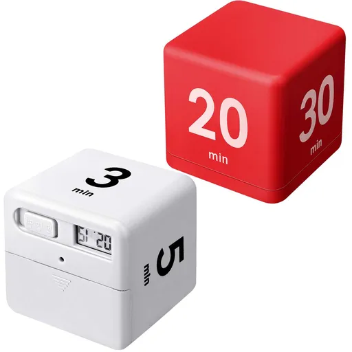 2 Pieces Cube Timers Gravity Sensor Flip Timer Kidsand Game Timer for Time Management, 1 3 5 10 Minutes and 15 20 30 60 Minutes