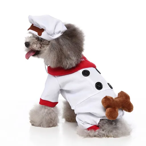 MEIQIPETBABY Dog Costume Polyester Small Breed SDZ131 white chef L Size: L; Neck (cm): 32-38; Bust (cm): 44-50; Back length (cm): 31-35; Recommended pet weight (kg): 7.0 - 10.0