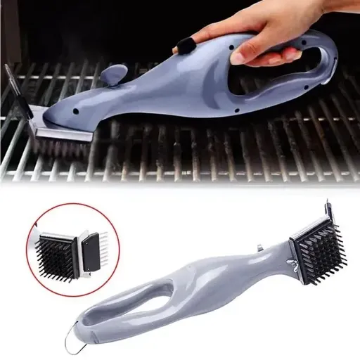 Steam Grill Cleaning Brush, 360-Degree Stainless Steel Bristle Cleaner for BBQ Grates, Gas and Charcoal Grills, Grey