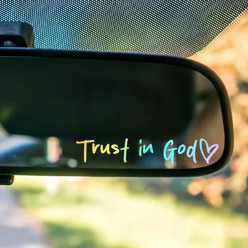 5 Pack Laser Colorful Gradient "Trust in God" Reflective Vinyl Decal Stickers - Waterproof Decorative Car & Motorcycle Scratch Cover
