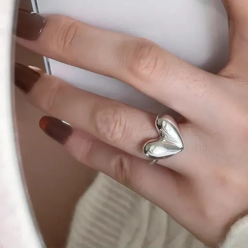 JZ0422 Thick Retro Band | Vintage Silver Heavy Open Ring | Christmas Retro Bold Gift | Tarnish Free Adjustable Chunky Personality Women's Fashion Ring