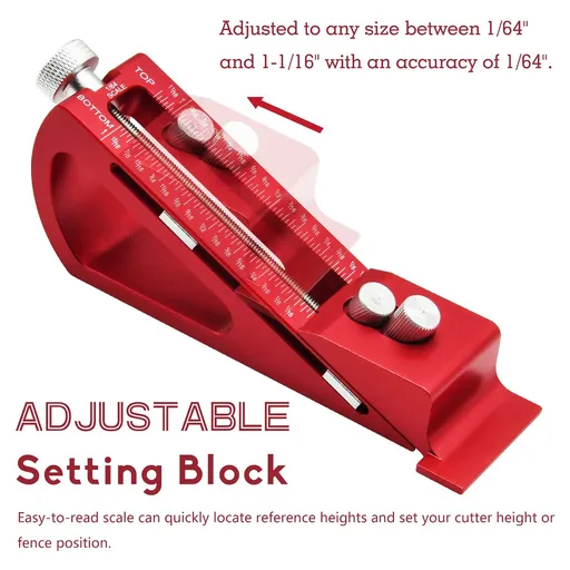 Adjustable Setup Block Height Gauge, Aluminum Precision Woodworking Tools for Router and Table Saw Accessories