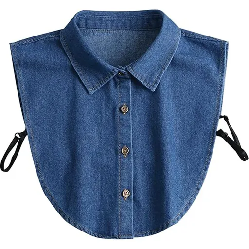 2pcs Denim Fake Collar Shirt Detachable,Versatile Accessories Collars Blouse Top for Women Girls Decorative Favors（navy blue）