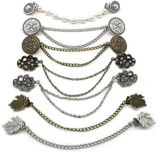 7 Piece Sweater Chain Scarf Clip Set for Cardigans and Dresses