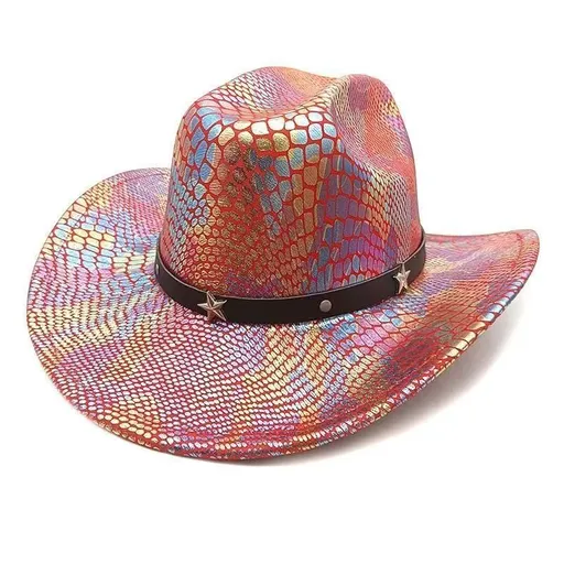 iridescent cowboy hat, party hat, autumn winter hat, unisex wide brim hat, Halloween costume hat, western themed hat, iridescent accessories, mens womens costume hat - 11 - Size M