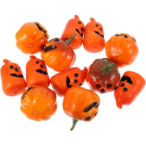 Artificial Pumpkin Decor Foam Realistic Appearance 7cm Orange 12 Piece Halloween Party Ornament