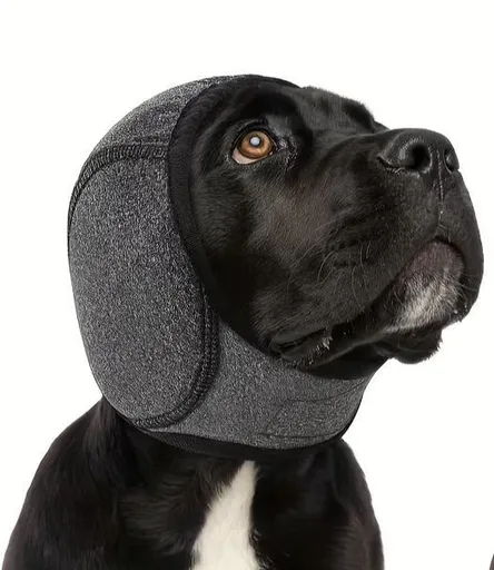 Dog Ear Cover Noise Protection Adjustable Grooming Hood Comfortable Pet Accessory - Dark Grey M