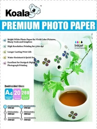 260gsm A4 Double Sided High Gloss Photo Paper 20 Sheets