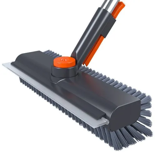 Floor Scrubber 3 in 1 with Long Handle 360 Degree Swivel Head Grey