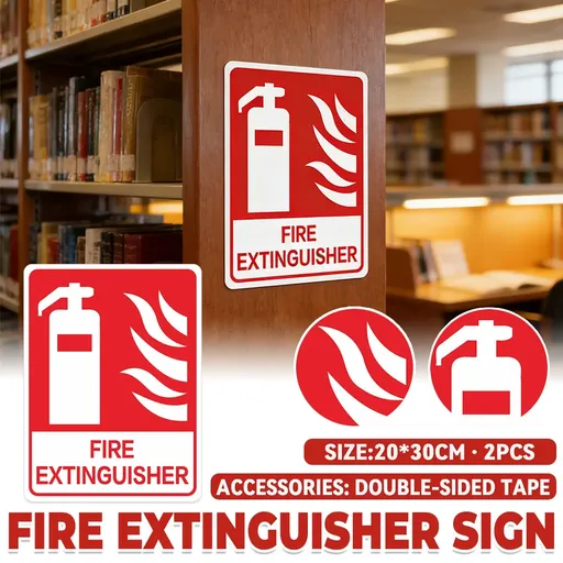 2PCS Fire Extinguisher PVC Sign Warning Safety Notice Building Warehouse Office