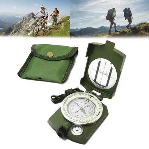 Multifunctional Military Compass, Pressure and Water Resistant, with Fluorescent and Bubble Level Design, Ideal for Camping