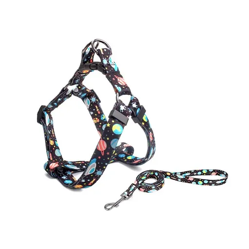 Pet Dog Chest Strap Harness Set Polyester Star (chest back + traction rope) XS code